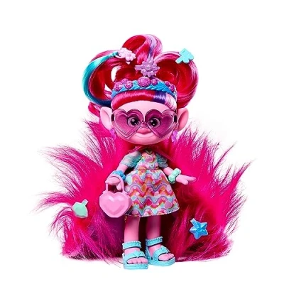 Image de Mattel Trolls 3, Poupée Poppy Surprises 2 en 1, Avec Plus De 10 Accessoires pour Coiffures et Looks Stylés, À Collectionner, Jouet Enfant, A Partir 3 Ans, HNF16