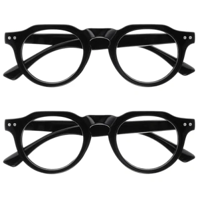 Image de OPULIZE RIO Lunettes Anti Lumière Bleue Lot de 2 Monture Partie Supérieure Droite Noir Hommes et Femmes Charnières à Ressort BB53 1