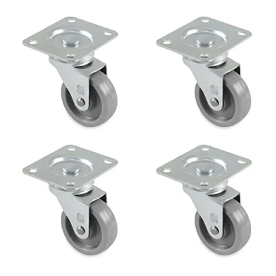 Image de Amig Lot de 4 roulettes pour Meubles Mod. 2500 avec Plaque et Roulements Dimensions : Diamètre 30 mm Charge Maximale par Roulette 15 kg Fabriquées en Nylon Couleur Gris sans Frein