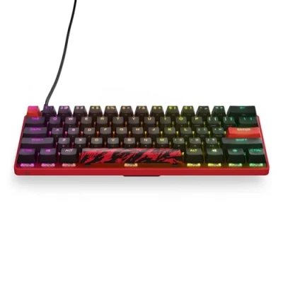 Image de SteelSeries Apex 9 Mini Édition Faze Clan Clavier Optique HotSwap Format Compact 60% Switchs optiques interchangeables RGB personnalisé Capuchons de Touches PBT Américain QWERTY