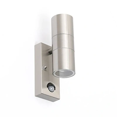 Image de Qazqa duo Eclairage exterieur avec detecteur de mouvement 2 lumière H 210 mm Acier Moderne éclairage extérieur