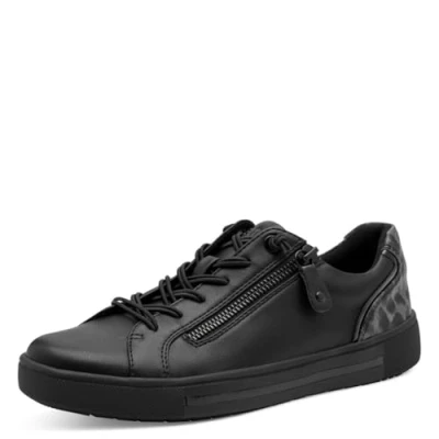 Image de Jana Femme Damen Sneaker Laced Vegan Basket, Noir/léopard, 42 EU