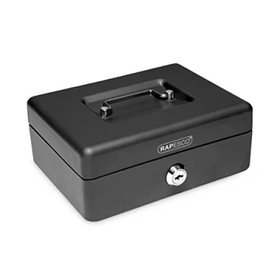 Image de Rapesco SB0008B1 Caisse à Monnaie et Billets en Acier avec 5 Compartiments 20 cm, Noir