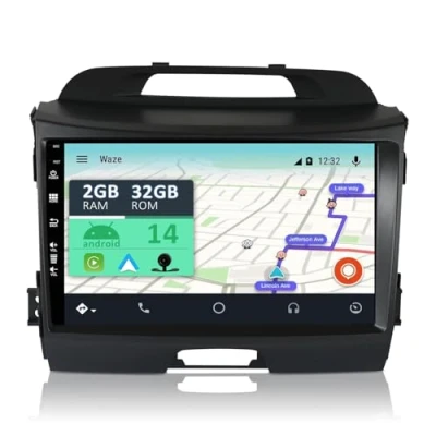 Image de YUNTX Android 13 Autoradio pour Kia Sportage (2010 2015) 2G+32G GPS 2 Din 9 Pouces Gratuits[Caméra &amp;Canbus] Soutien Dab/Commande au Volant/WiFi/Bluetooth 5.0 / Mirrorlink/CarPlay