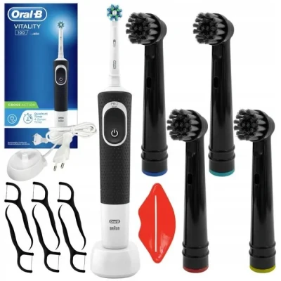 Image de Oral B Vitality 100 Noir + 4x Precision EB17 P embouts de remplacement noirs w/a
