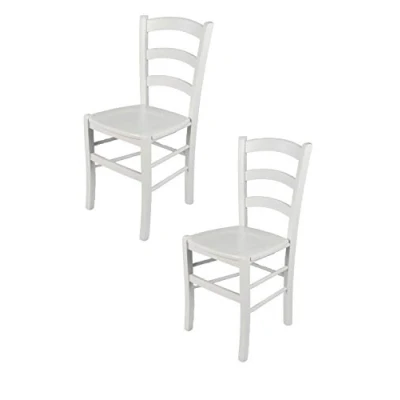 Image de t m c s Tommychairs Set 2 chaises Venezia pour Cuisine, Bar et Salle à Manger, Robuste Structure en Bois de hêtre laqué Couleur Blanc Assise