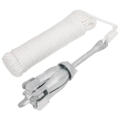 Image de vidaXL Ancre Pliable avec Corde, Accessoire de Kayak, Système d&#039;ancrage Grappin, Bateau, Argenté 6 kg Fonte Galvanisée à Chaud