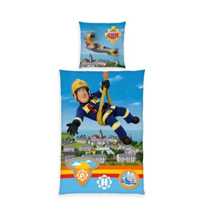 Image de Herding Linge de lit Fireman Sam, taie d&#039;oreiller env. 80x80 cm, Housse Couette 135x200 avec Fermeture éclair Marque, 100% Coton/rencé