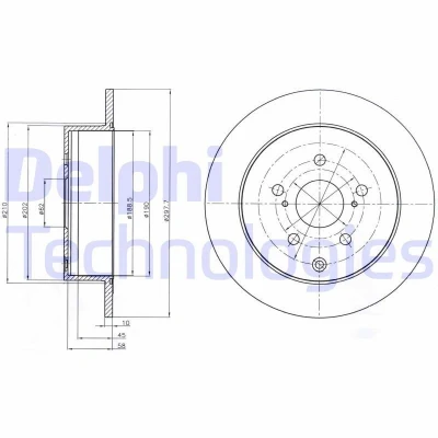 Image de DELPHI BG4237 Disque de frein 298 10 5 plein huilé non traité sans roulement roue, bague ABS TOYOTA: Previa / Estima II