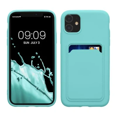 Image de kwmobile Housse Compatible avec Apple iPhone 11 Coque de téléphone Compartiment Carte en Silicone Menthe glaciale