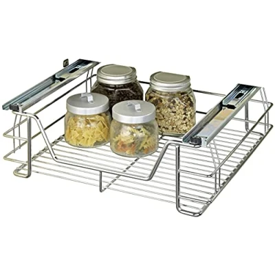 Image de WENKO Maximex Coulisse d&#039;armoire Midi, Panier Extensible pour Un Espace de Rangement supplémentaire, en Acier chromé, 51 x 18,5 40 cm