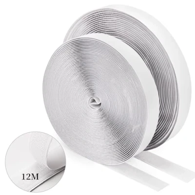 Image de WISYOK Scratch Autocollant Double Face 12M, Adhésif Puissant, Shearable Bande Autocollant, Agrippantes Polyvalent, Hook Loop Rubans pour Ménage, Bricolage Et l&#039;artisanat Blanc