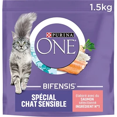Image de PURINA ONE Bifensis Chat Sensible Croquettes au Saumon pour Chats Adultes Sac de 1,5kg Lot 6