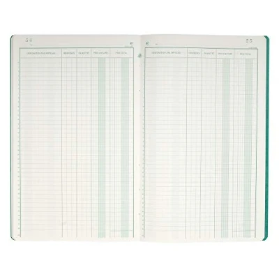 Image de Exacompta Réf. 7400E 1 Piqûre LIVRE D&#039;INVENTAIRE 38 lignes 80 pages foliotées format vertical 320 x 195 mm 4 couleurs aléatoires, jaune, bleu, rouge, vert