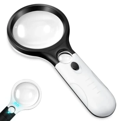 Image de Loupe de Lecture,10X 30X Eclairante avec 3 LED,Loupe à Main Double Lentille, Adaptée Aux Personnes âgées et Enfants pour Lire