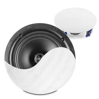 Image de Power Dynamics NCBT6 Lot de 2 Haut Parleurs Plafond Bluetooth Blanc, 6,50 Pouces, 60 Watts, Design Élégant, Enceintes Public Address, Idéal pour Les Bars, Magasins, Restaurants…