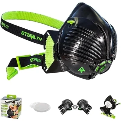 Image de masque de protection respiratoire Stealth P3 M/L avec filtres HEPAC remplaçables pour une sécurité optimale, anti poussiere filtration des particules à 99,99%, filtre air