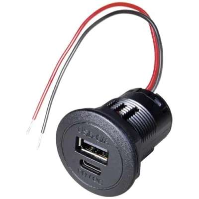 Image de ProCar Double Prise Power USB C®/A PD/QC sans LED Charge maximale : 2,2 A 12 24 V/CC