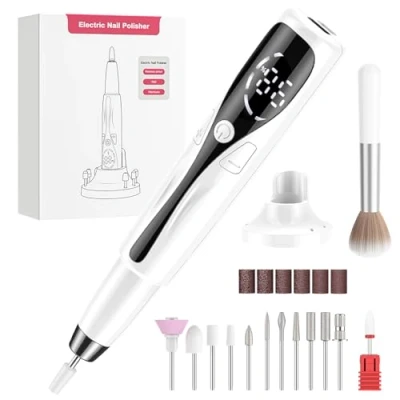 Image de Machine à forage ongles portable PKBD PROFESSIQUE POUR L&#039;ACrylique et les en gel, fichiers électriques rechargeables réglés avec 11 bits, Blanc