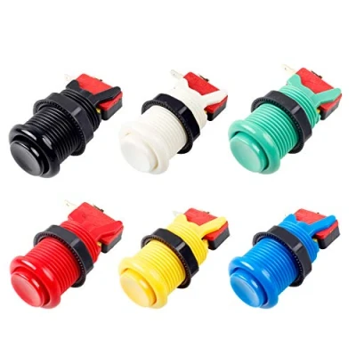 Image de EG STARTS 6X American Style Standard Boutons d&#039;arcade commutables Happ Type Terminal à Bouton Poussoir 30mm, 187 &quot;(4.8mm) Jamma Mame Kit Pièces Chaque Couleurs de 1 Pcs