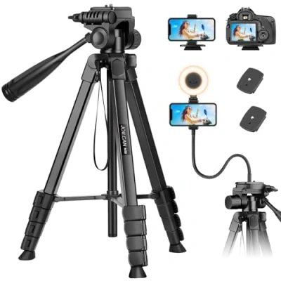Image de JOILCAN 206cm Trepied Appareil Photo, Nouveau Trépied Smartphone en Col de Cygne pour iPhone avec Télécommande &amp; Support Téléphone, Légère Camera Aluminium DSLR Canon Nikon