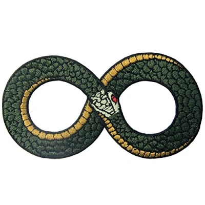 Image de Patch brodé en forme de Ouroboros, Le symbole l&#039;infini, à coudre ou coller avec fer repasser