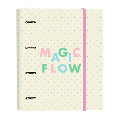 Image de Glowlab Magic Flow Classeur 4 anneaux de 35 cm avec 100 feuilles A4, idéal pour les enfants différents âges, confortable et polyvalent, qualité résistance, 27 x 3,5 32 cm, Beige