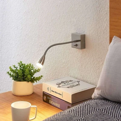 Image de Lindby Jolka lampe de lecture LED, interrupteur, nickel