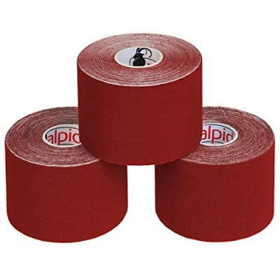 Image de ALPIDEX Ruban Adhésif de Kinésiologie 5 m x 5,0 cm Diverse Couleurs 1/3/ 6/12 rouleaux E Book Exemples D&#039;application Bandes Kinesiology Tape, Couleur:rouge, Quantité:3