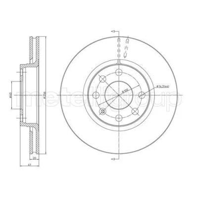 Image de METELLI 23 0284 Disque de frein 256,0 19,8 4 66,0 ventilé OPEL: Corsa B 3/5 portes, Astra F CC, Berline, VAUXHALL: Mk1