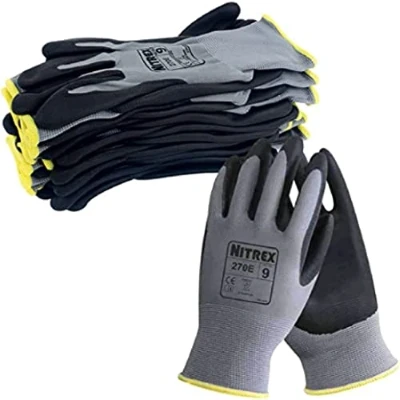 Image de NITREX Unigloves 270E Gants de manutention réutilisables avec revêtement en mousse nitrile et doublure polyester Gris/noir