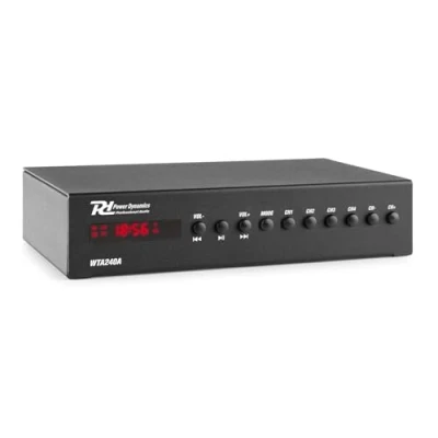 Image de Power Dynamics WT240A Amplificateur Audio avec Bluetooth et Wi FI 80 Watts, Système Multiroom, Entrée Jack 3.5 USB, Affichage LED, Idéal pour Diffuser du Son dans Toute la Maison