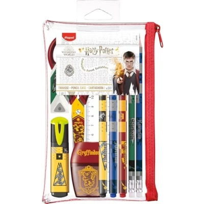 Image de Maped Trousse de Fournitures Scolaires Harry Potter 10 pièces Ciseaux 1 taille crayons gomme surligneur 3 feutres pointes fines 2 graphites Couleur