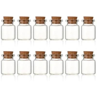 Image de Arcjunys Lot de 12 petites bouteilles en verre avec couvercles liège 5 ml Mini bouchons Petits pots pour loisirs créatifs, décoration, fête