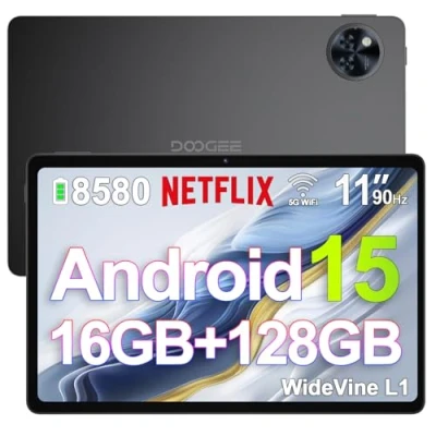 Image de DOOGEE U11 Tablette Android 15, 11 Pouces 90 Hz, 16GB RAM+128GB ROM(2TB TF), Octa Core Tactile, 8580mAh, Corps Métallique Ultra Mince 7,9 mm, Caméra 13MP, Support Netflix/Face ID/5G WiFi