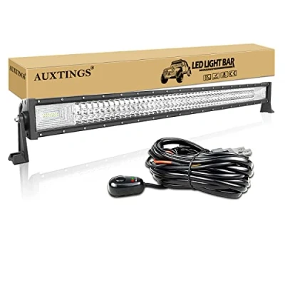 Image de AUXTINGS 108 cm 540W Triple rangée 7D Barre Lumineuse LED de Travail Spot inondation Combo Faisceau DC 12V 24V 6000K Offroad Véhicules 4x4 ATV Utvs