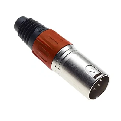 Image de Keple 5 poliger XLR Stecker, Rot männlicher Audio Mikrofon DMX vernickeltes Adapterstück, Metallkonstruktion, Stecker mit Kunststoffgehäuse