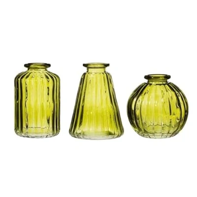 Image de Sass &amp; Belle Lot de 3 vases en verre vert olive