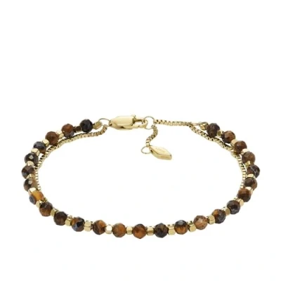 Image de Fossil Bracelet multirang All Stacked Up en œil de tigre, marron, pour femme, JF04683710