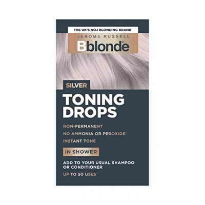 Image de Jerome Russell Bblonde Silver Toning Drops Tonique non permanente, rafraîchit et maintient la teinture des cheveux blonds, ajoutez gouttes sous douche avec shampooing ou après shampooing, 50
