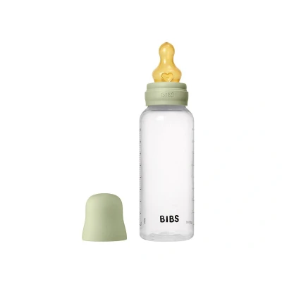 Image de Biberon BIBS d’une capacité de 270 ml avec tétine en caoutchouc naturel fonction anti colique, sans bisphénol A, ronde, débit moyen, convient aux nouveau nés Sage