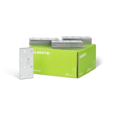 Image de Alberts 847074 Platine d&#039;assemblage galvanisée Sendzimir 80 x 40 mm kit de 25