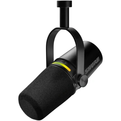 Image de Shure MV7+ Microphone pour Podcast Audio amélioré, Bandeau Tactile LED, Sorties USB C et XLR, Mode Auto Level, Filtre Anti Pop numérique, réverbération intégrée, podcasting, Streaming Noir