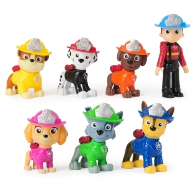 Image de PAW Patrol Pat Patrouille Coffret Cadeau 7 Figurines Fire Rescue Mission Pompiers Figurine À Collectionner Jouet Enfant 3 Ans Et +