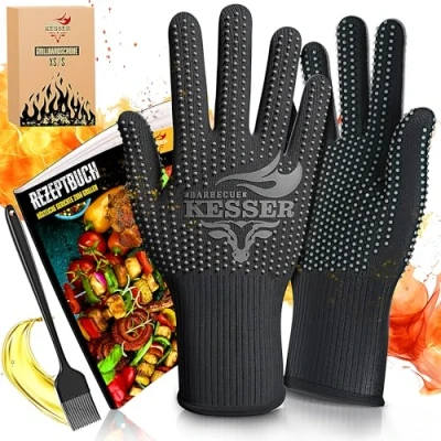 Image de KESSER® Gants de Barbecue résistants à la Chaleur jusqu&#039;à 500 C, Taille XXL, Four, Respirants et avec poignée antidérapante, Cuisine, en Tissu aramide, cheminée, lavables
