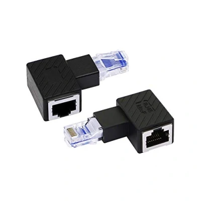 Image de RIIEYOCA linke Ecke Ethernet Adapter,Ethernet 90 Degres RJ45 Stecker zu Buchse Verlängerung Cat6 LAN Netzwerkanschluss für Computer, Laptops, Router, 2 Stück (L)
