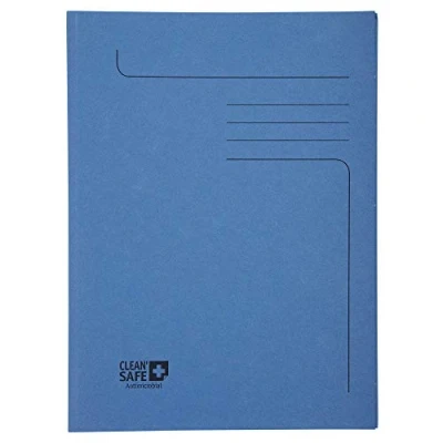 Image de Exacompta Réf. 33122E Paquet de 5 chemises avec 2 rabats Clean&#039;Safe® 400 g/m² traitées un actif antimicrobien dimensions 24 x 32 cm pour documents format A4 couleur bleu