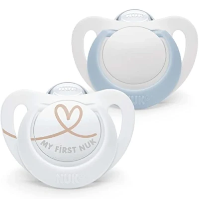 Image de NUK Star Lot de 2 tétines pour nouveau né 0 à mois, en silicone sans BPA, bleu