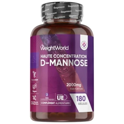 Image de D Mannose Gélules 2000mg 180 Vegan Pour 2 Mois Poudre en Composant De Femannose Soutien Naturel Extrait Fruits Naturels, Sans Stéarate Magnésium, OGM