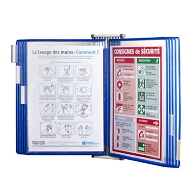 Image de Tarifold Technic Wall Affichage Unit avec 5 Clip on Index onglets et 10 Pochettes A4 Bleu Ref 414101